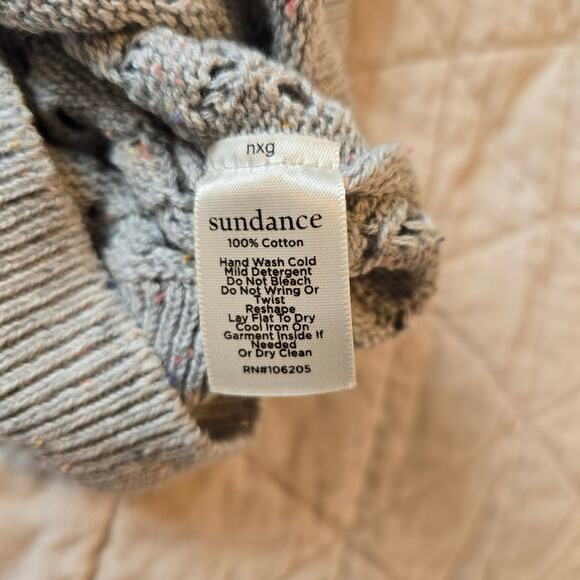 Sundance Pointelle Sweater Women's XL Gray Pink Speckle Balloon Sleeve Feminine - Picture 5 of 8